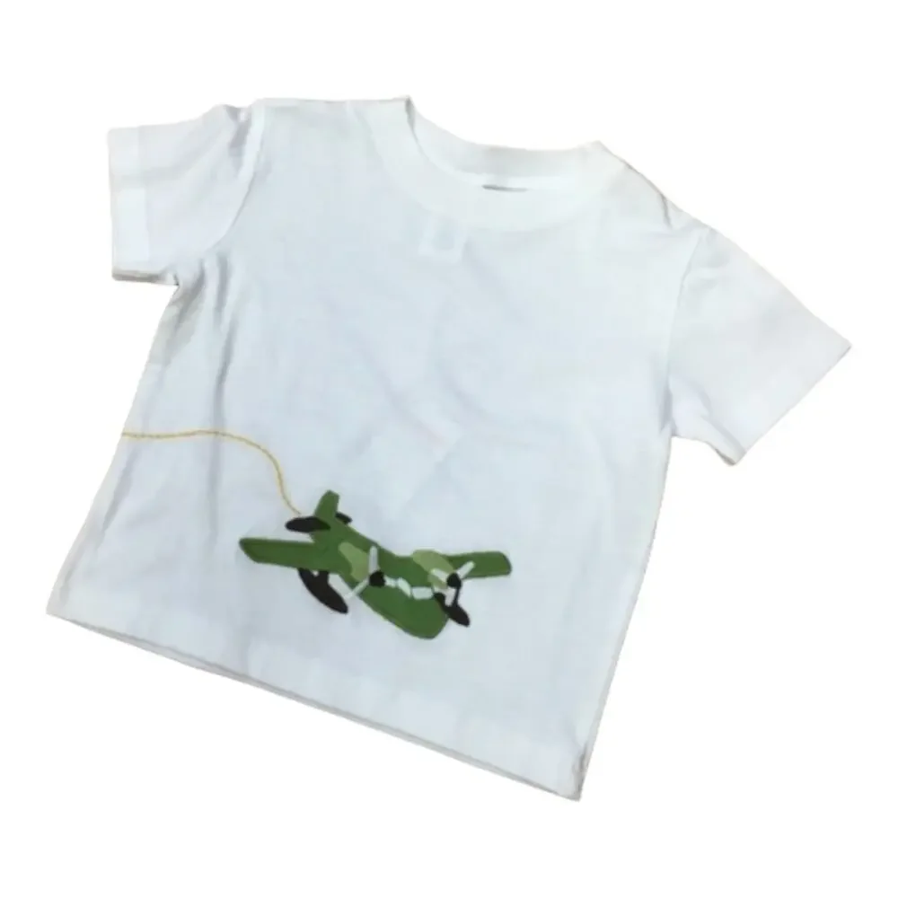 Gymboree Boys‎ Tee Size 6-12 Months White Green Prop Propeller Airplane NEW